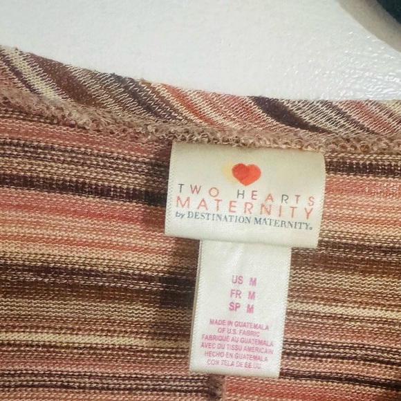 👑 SIZE MEDIUM Destination Maternity Multicolor Striped Short Sleeve Top - Picture 6 of 10